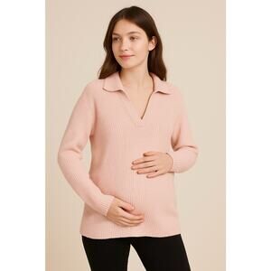 Hatch Hannah Maternity Sweater Size 3 Large Pale Pink Cotton Cashmere Blend Knit